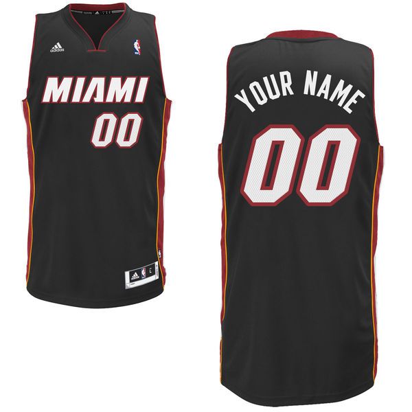 Men Adidas Miami Heat Custom Swingman Road Black NBA Jersey->->Custom Jersey
